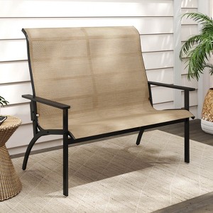Costway 2-Person Patio Garden Bench with High Back and Armrests  880 lbs Weight Capacity - 1 of 4