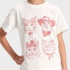 Girls' Short Sleeve Oversized Cowgirl Cats Graphic T-Shirt - Cat & Jack™ Cream - 2 of 4