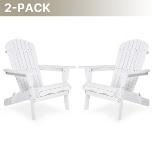 Rbied Wooden Outdoor Foldable Adirondack Chair Patio Chair Set of 2, Half Assembled - 1 of 4