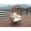 Wicker Egg Chair – Oversized PE Rattan Lounge Chair with Thick 4-inch Cushion & Metal Stand, Waterproof (White) - 2 of 4