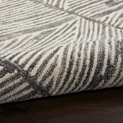 Artisanal Grey & White Hand-Tufted Wool Area Rug