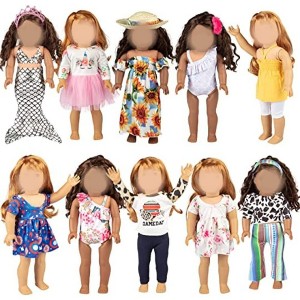 Doll Clothes, Compatible w 18" American Girl Dolls- 10 Different Outfits, 20pcs Total- Dresses, Bathing Suits, Hats, Hair Bands, Pants, Shirts - 1 of 4