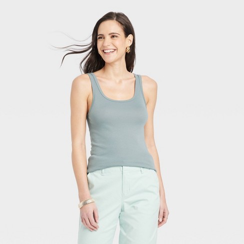 Women's Slim Fit Tank Top - A New Day™ Teal L : Target