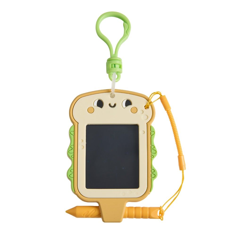 Boogie Board Scribble Pals Mini Sandwich 2.25” LCD Writing Tablet Keychain for Kids, Reusable Mess-Free Doodle Toy, Travel Drawing Pad, Ages 3+