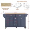 Wood Top Kitchen Island Cart with Wheels, 4 Doors & 5 Drawers, Rolling Storage Cabinet for Kitchen or Dining – The Pop Home - 3 of 4