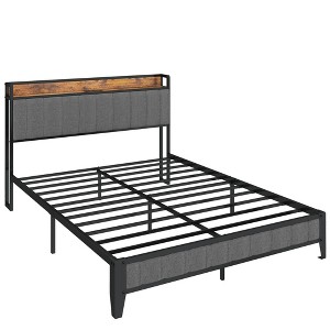 NicBex Full/Queen Size Metal Bed Frame with Charging Station and Upholstered Headboard for Adults/Boys/Girls - 1 of 4