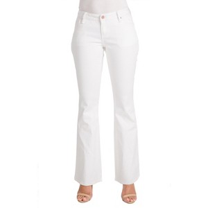 Poetic Justice Women's Curvy Fit Blue Stretch Denim Midrise 20" Flare Jeans - 1 of 4