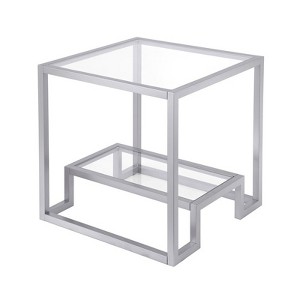 Metal Double Cross Legged Side Table in Nickel - Henn&Hart - 1 of 4