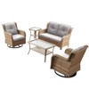 Gymojoy 5 Piece Outdoor Wicker Loveseat Sofa with Patio Swivel Glider Chairs with Coffee Table and Side Table - 2 of 4
