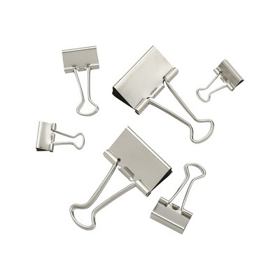 Staples Satin Silver Metal Binder Clips Assorted Sizes and Capacities 30/PK 21599