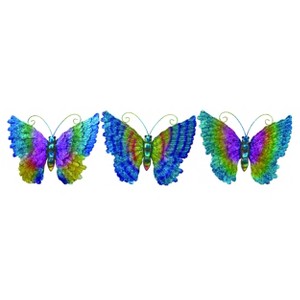 Transpac Metal Bright Butterfly Wall Decor Set of 3 Spring Home Decorations - 1 of 1