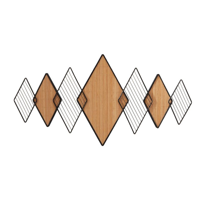 22&#34; x 42&#34; Bamboo Geometric Overlapping Diamond Wall Decor with Metal Wire Brown - Olivia &#38; May, 3 of 6