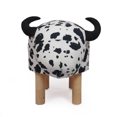 Ferrron Contemporary Kids' Cow Ottoman Black/White - Christopher Knight Home