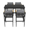YOOCOZZ 5-Piece Outdoor Patio Iron Dining Set with Acacia Wood Armrests and Seat Cushions - 4 of 4