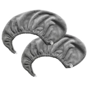MICRODRY 2pk Ultra Absorbent Quick Drying Hair Towel/Hair Turban - 1 of 3