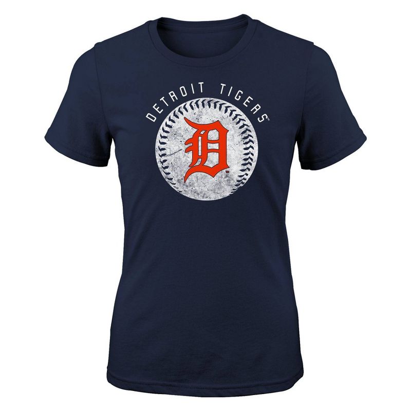 MLB Detroit Tigers Girls&#39; Crew Neck T-Shirt, 1 of 2
