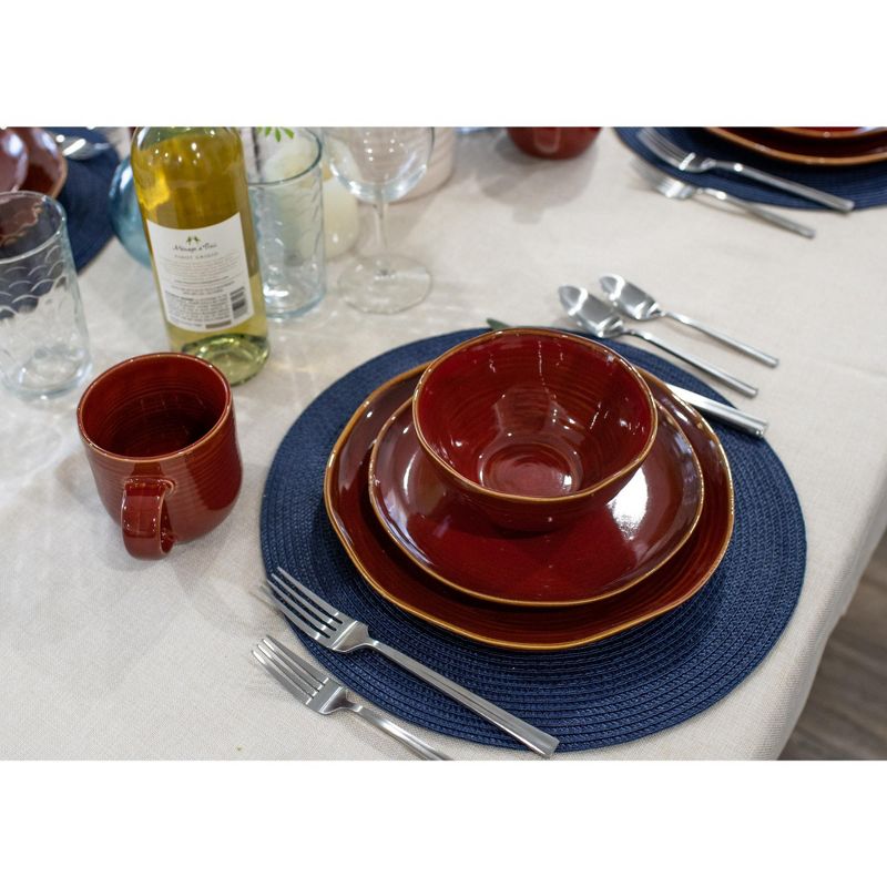 Elanze Designs Reactive Glaze Ceramic Stoneware Dinnerware 16 Piece Set - Service for 4, Burnt Auburn Red, 5 of 7