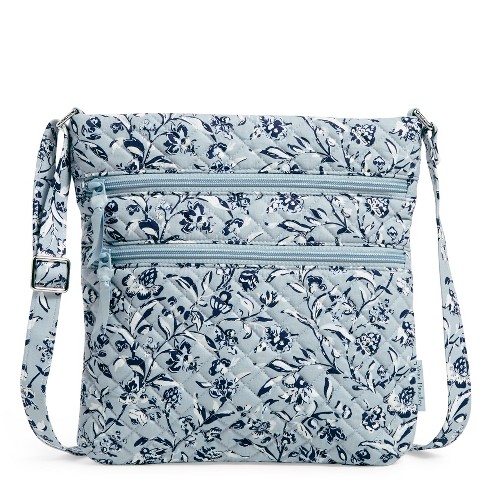 Vera Bradley Women's Recycled Cotton Triple Zip Hipster Crossbody Bag Blue Aster