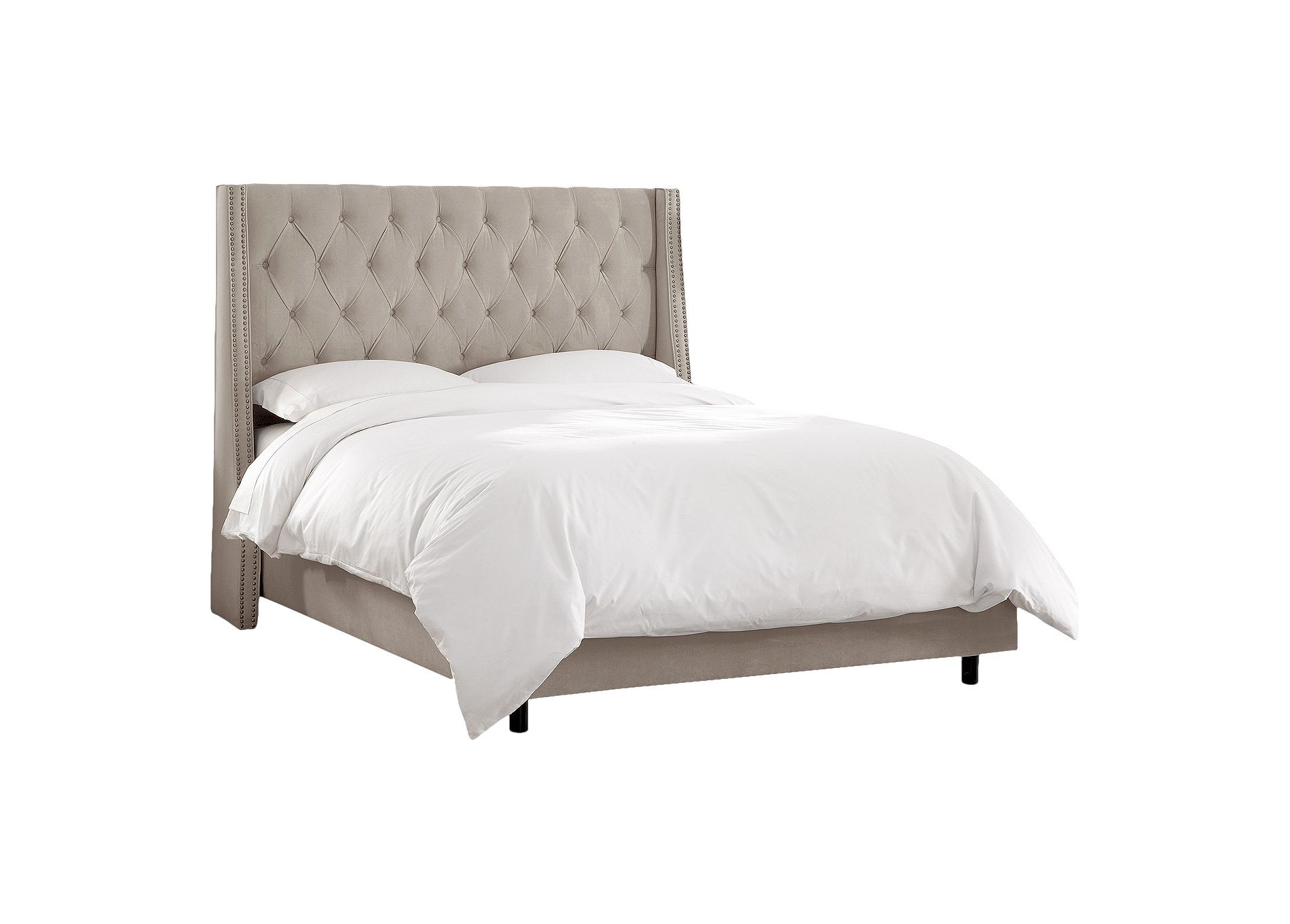Skyline Furniture Arlette Nail Button Tufted Wingback Bed in Velvet
