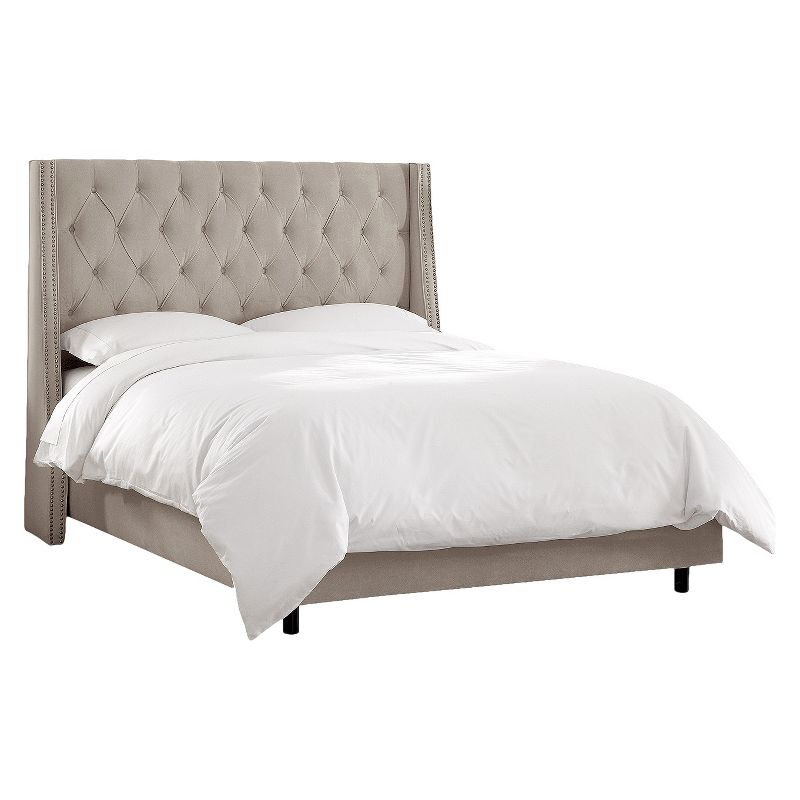 Skyline Furniture Arlette Nail Button Tufted Wingback Bed in Velvet, 1 of 7