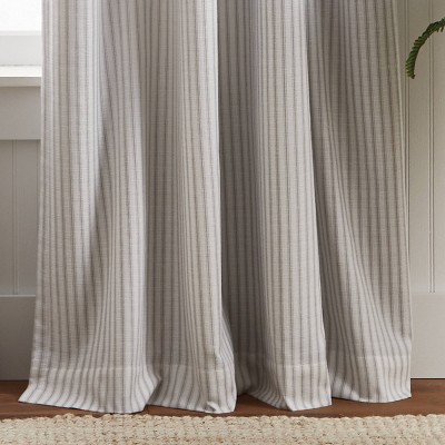 Gray Striped Cotton Blend Blackout Curtain Panels, 95" Length