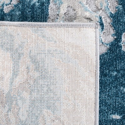 Chic Blue Synthetic 4'x6' Hand-Knotted Easy Care Area Rug
