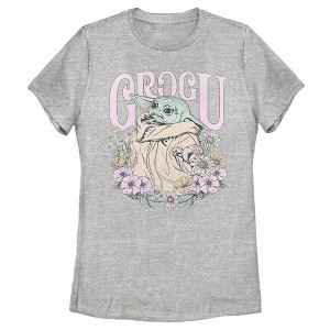 Women's Star Wars The Mandalorian Grogu Flower Child T-Shirt - 1 of 4