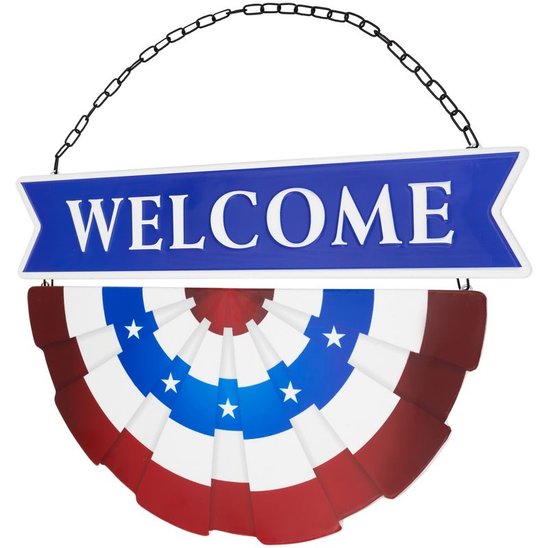 Northlight Americana "Welcome" Metal Wall Sign with Bunting - 19.5", 4 of 7