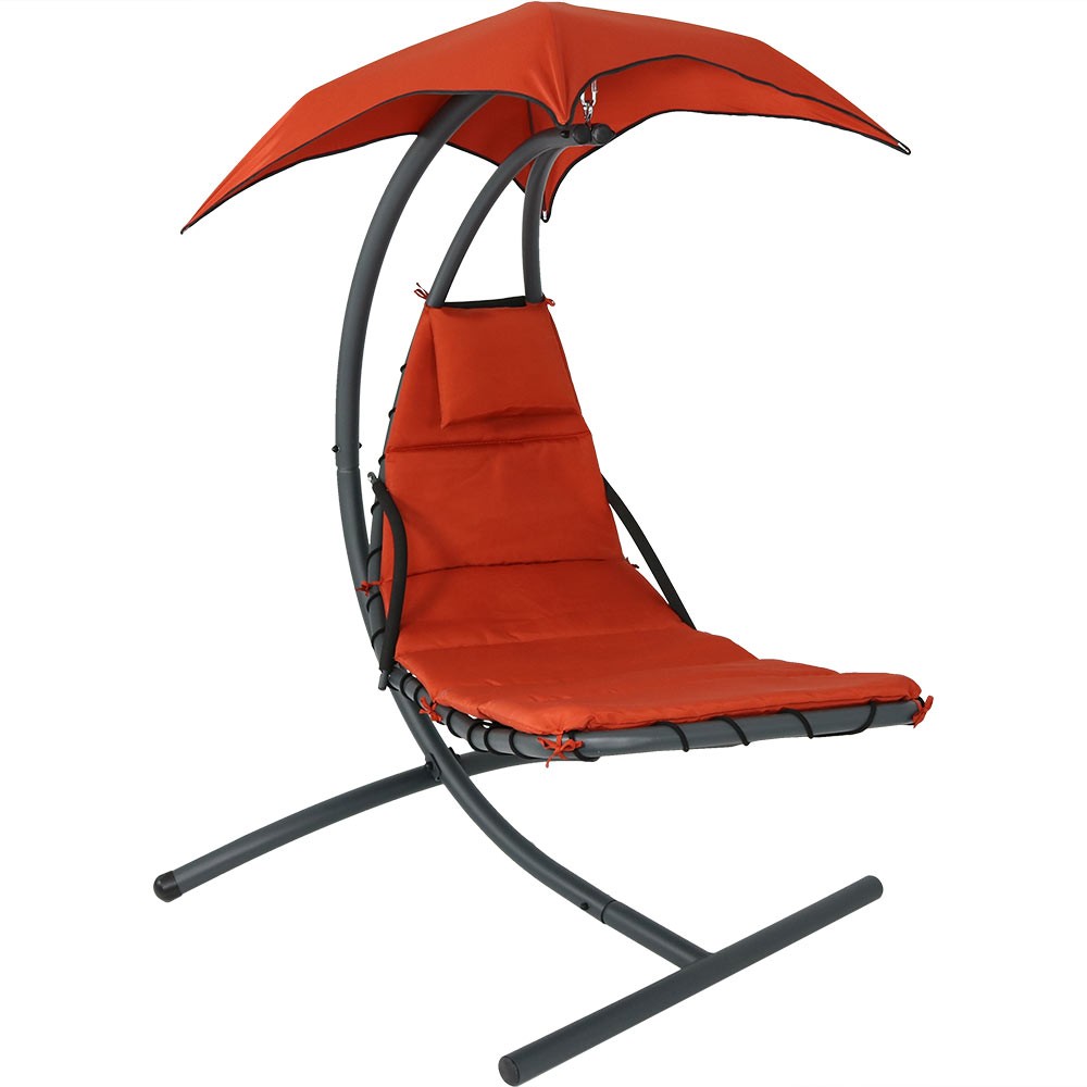 UPC 819804015475 product image for Floating Chaise Lounge Chair with Canopy Umbrella - Burnt Orange - Sunnydaze Dec | upcitemdb.com