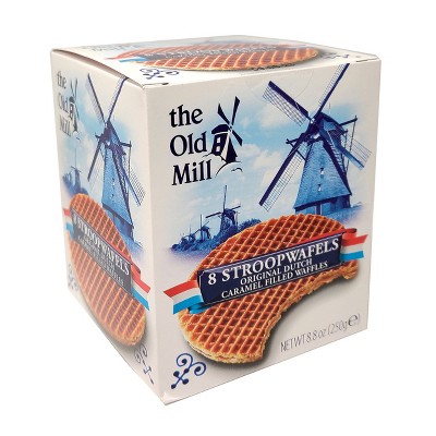 The Old Mill Stroopwafels Original Dutch Caramel Filled Wafers BOX 8.8 Oz. /250 g. (Pack of 2)