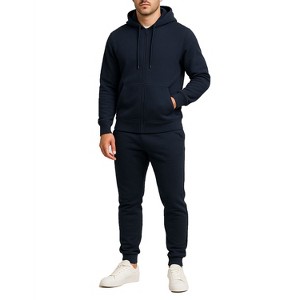 Galaxy By Harvic Men's Modern Fit Fleece-Lined Full-Zip Hoodie & Jogger 2-Piece Set - 1 of 4