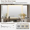 SinCiDo 48" Farmhouse Corner Vanity Desk, w/ 3 Way Mirror & Lights, Charging Station, Glass Tabletop, 3 Drawers and 2 Lockers, Bedroom Dressing Table - 4 of 4
