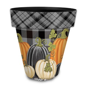 Briarwood Lane Fall Planter 14" x 15" x 15" Checkered Pumpkins Large For Fall Planter - 1 of 2