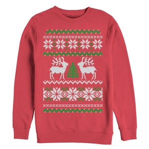 Women's Lost Gods Ugly Christmas Tree Reindeer Sweatshirt - 1 of 3