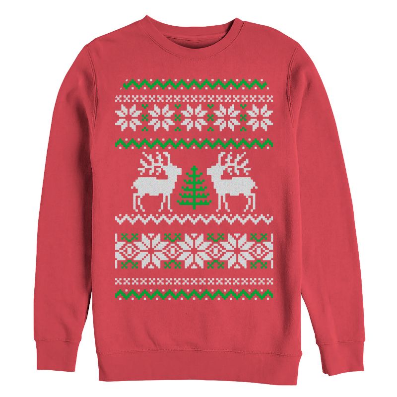 Women's Lost Gods Ugly Christmas Tree Reindeer Sweatshirt, 1 of 4