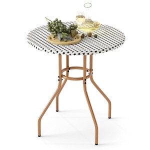Tangkula 27.5" Outdoor Bistro Table PE Rattan Round Patio Side Table w/ Heavy Duty Metal Frame - 1 of 4