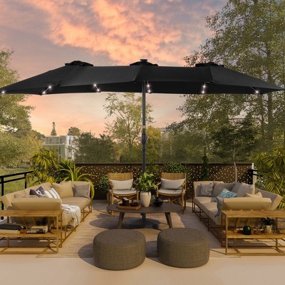 Sonkuki 15x9ft LED Double-Sided Patio Market Umbrella Aluminum Large Canopy