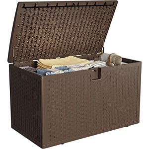 120 Gallon Large Resin Deck Box, Weatherproof Outdoor Storage Bin with Lid and Side Handles for Garden Accessories, Patio Cushions, Backyard box - 1 of 4