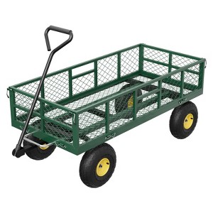 Garden Dump Cart with Removable Sidewalls, 900 LBS Heavy Duty Steel Dump Wagon with 180° Swivel Handle & 10-inch Tires, for Backyard Farm - 1 of 4