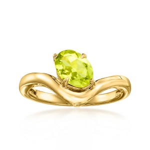 Ross-Simons 1.00 Carat Peridot Curved Ring in 18kt Gold Over Sterling - 1 of 4