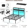 Full Size Bed Frame with Headboard, Bed Frame with LED Light and Charging Station Black Metal Platform Bedframe and Storage Shelf No Box Spring Needed - 3 of 4