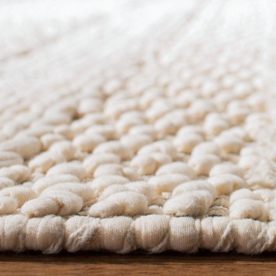 Ivory and Beige Striped Wool Cotton Runner Rug