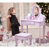 Girls Vanity Table and Chair Set, Kids Makeup Dressing Table with Lights Wood Makeup Playset, Kids Vanity Set with Mirror Drawer - 4 of 4