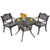 Costway 3 PCS Patio Dining Bistro Set Cast Aluminum Round Patio Table W/Chairs - 2 of 4