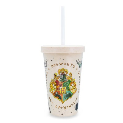 Harry Potter Plastic Tumbler With Straw Hogwarts Crest 22oz for sale online