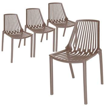 LeisureMod Acken Plastic Stackable Dining Chair Set of 4