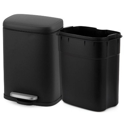 1.3 Gallon Stainless Steel Trash Can, Touchless Kitchen Garbage Bin with Soft Close Lid, Fingerprint-Proof Surface, Step Pedal Trash Can