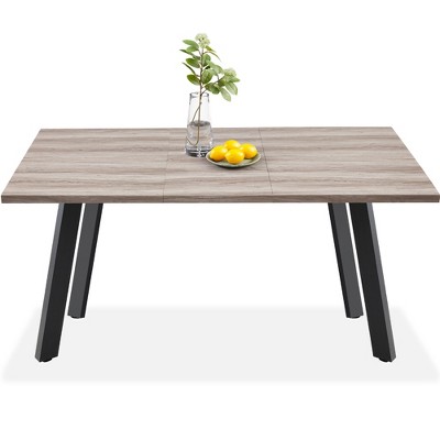 Best Choice Products 47 to 63in Modern Extendable Dining Table for 2-6 People w/ Leaf Extension, 2 Locks - Gray