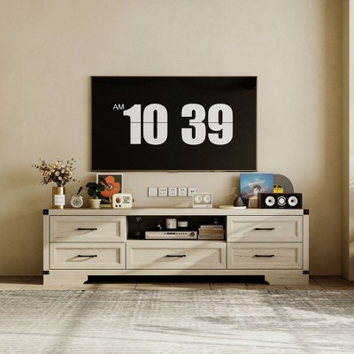 Famapy Modern TV Stand with Spacious Countertop, Multiple Drawers and Cable Management
