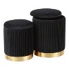 Vynxaria Nesting Coffee Tables - Black Velvet Glamour with Gold Accents - 3 of 4